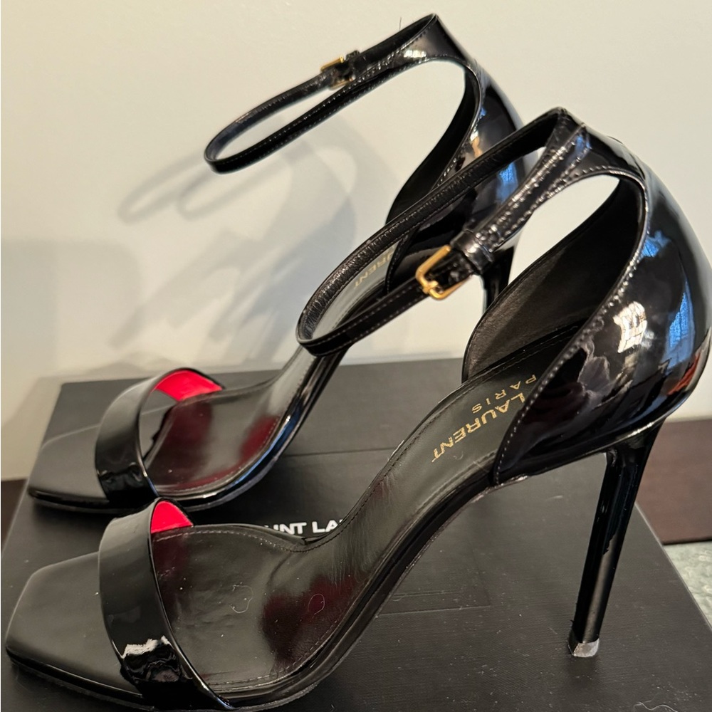 Saint Laurent NWT Amber 105 Black strap heels 39.5 fits 8.5/9